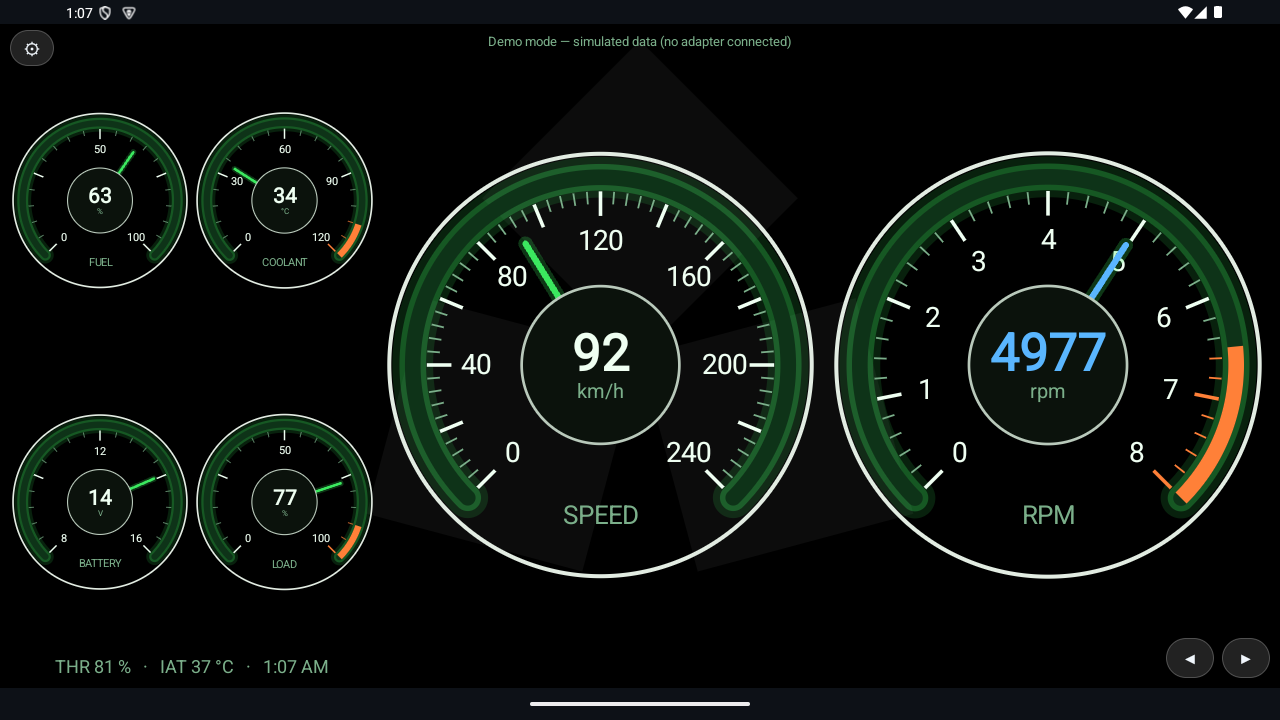 RGB OBD Muscle Green gauge design