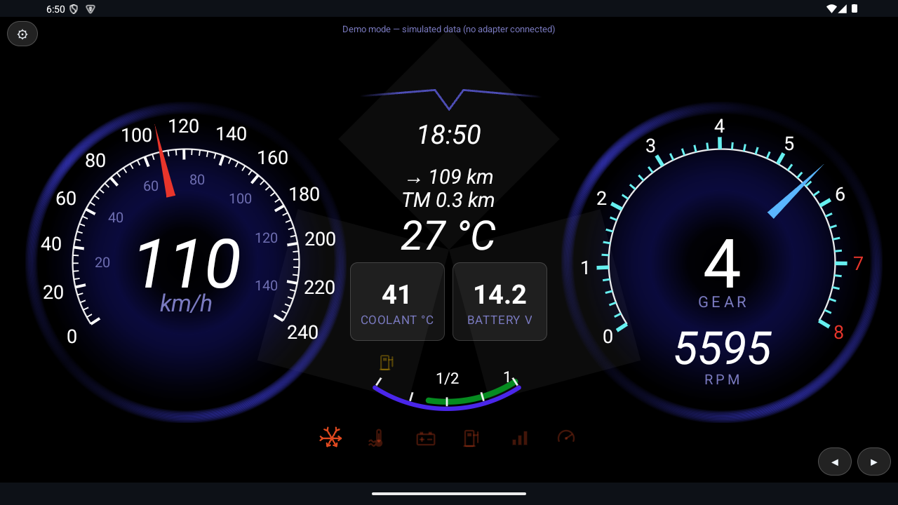 RGB OBD Neon Blue gauge design