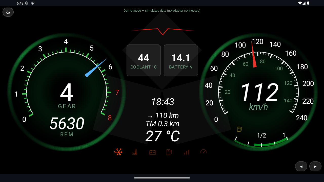 RGB OBD Neon Green gauge design