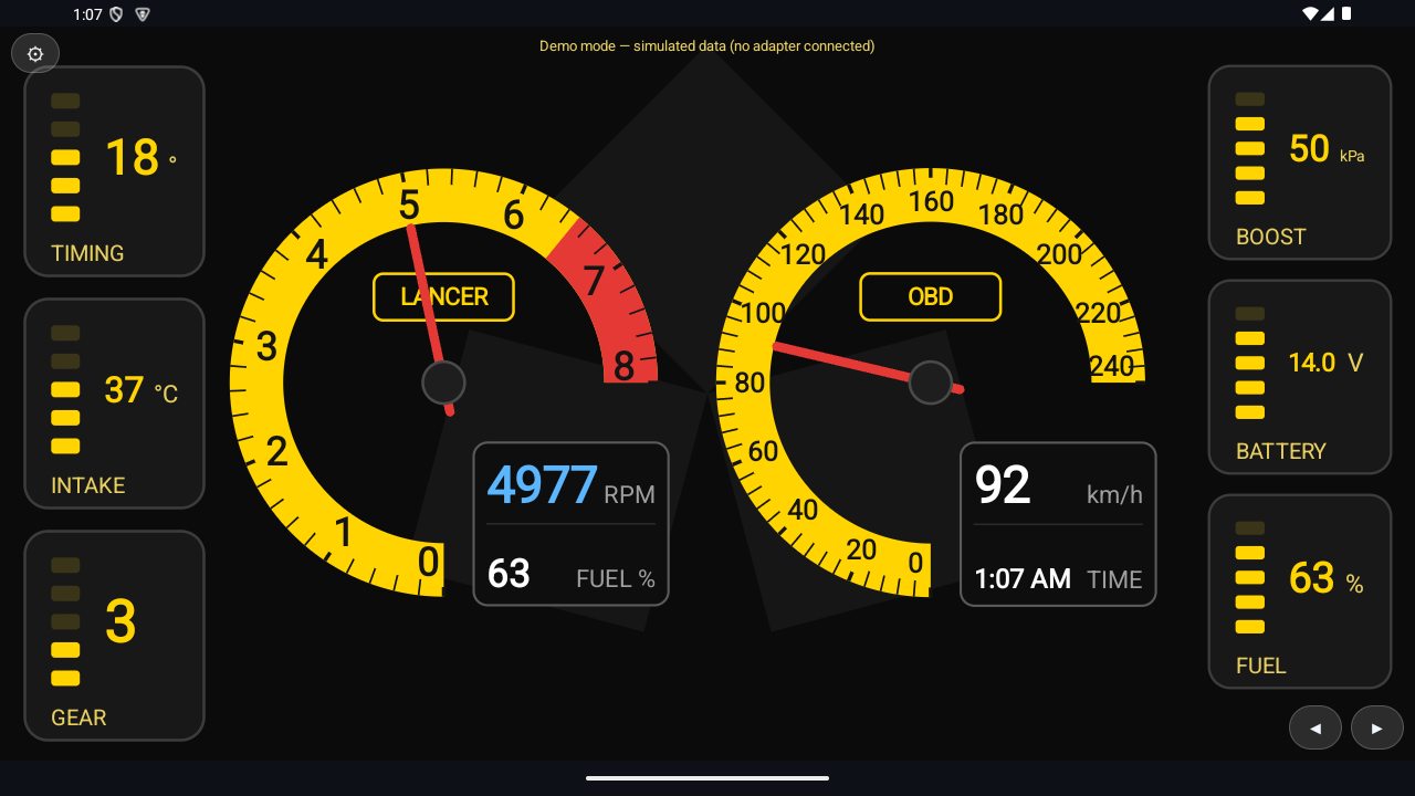 RGB OBD Race Yellow gauge design