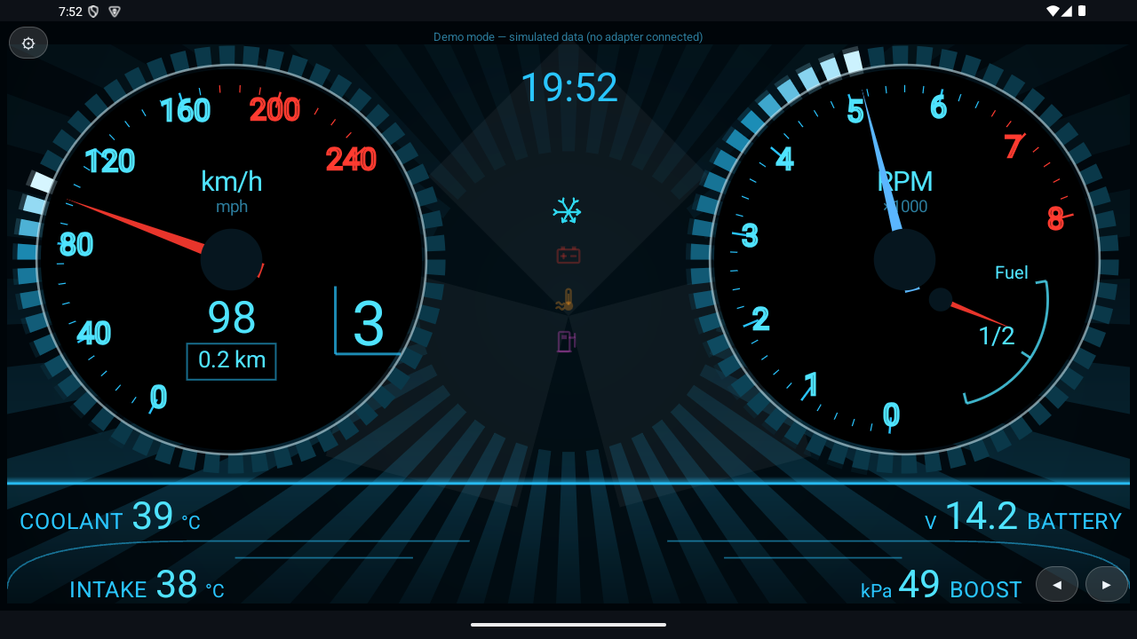 RGB OBD Tron Blue gauge design